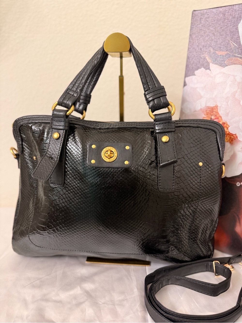 Like New - Y2K Marc Jacobs Turnlock Python Satchel - Picture 2 of 10